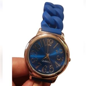 Bew Avon Silicone Blue and Silver Quartz Watch